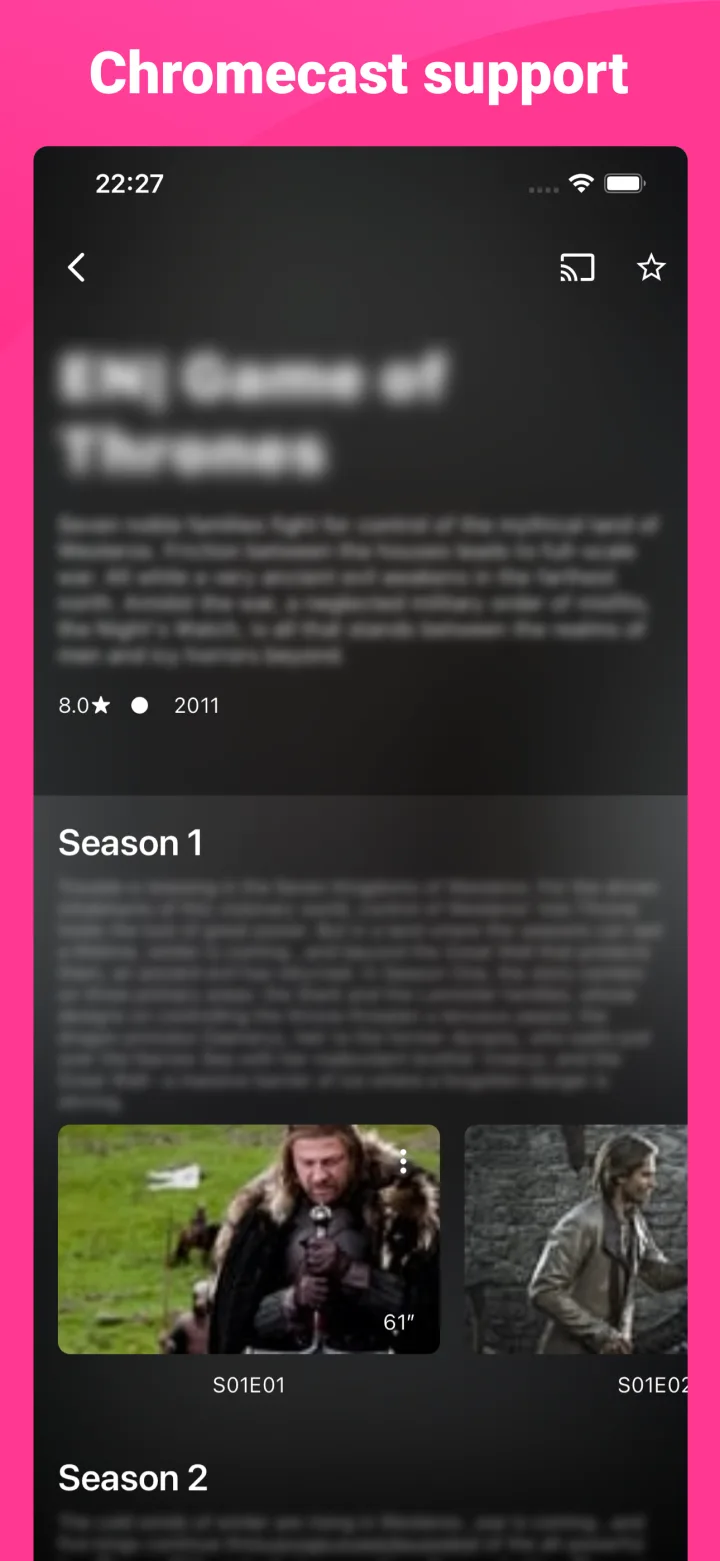 IPTV Expert mobile content detail screen with casting support