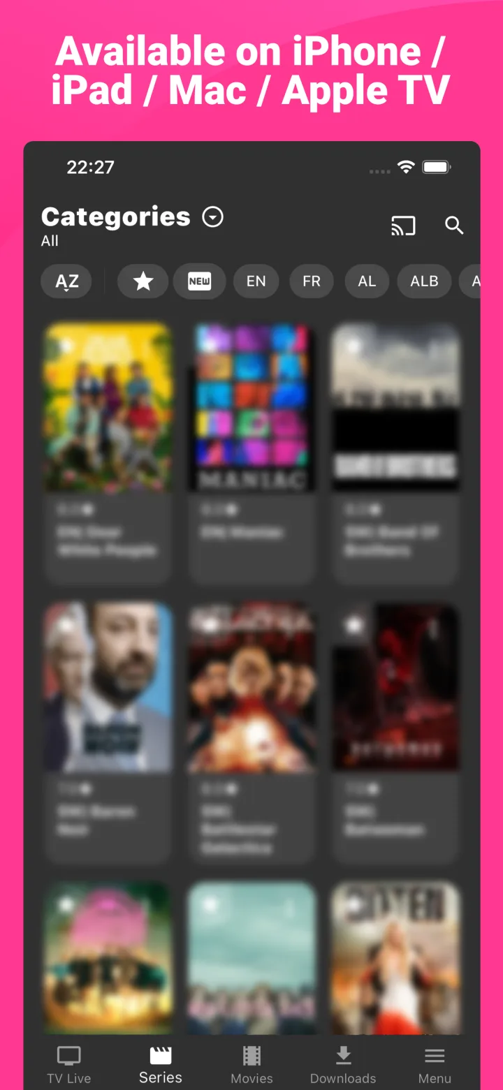 IPTV Expert mobile library layout across Apple devices