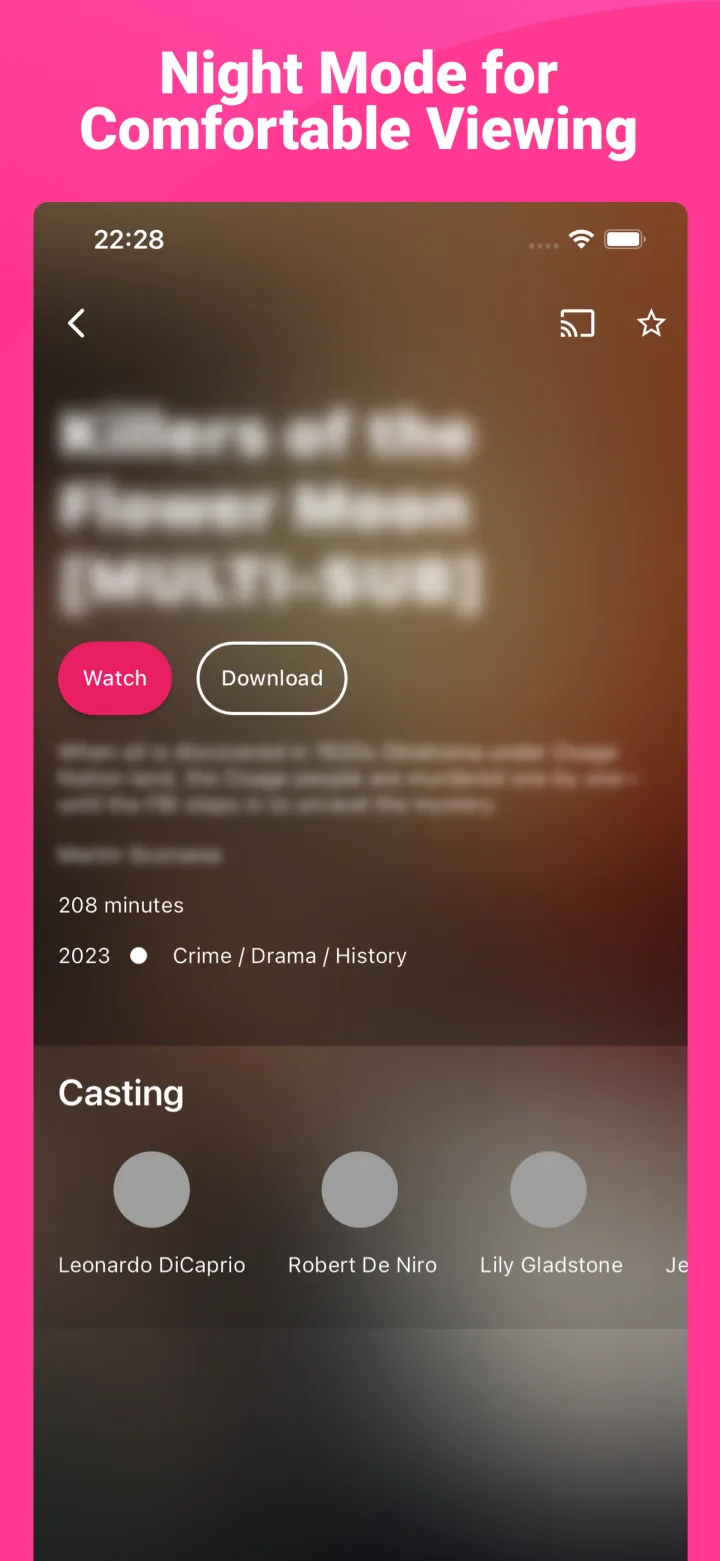 IPTV Expert mobile night mode content detail layout