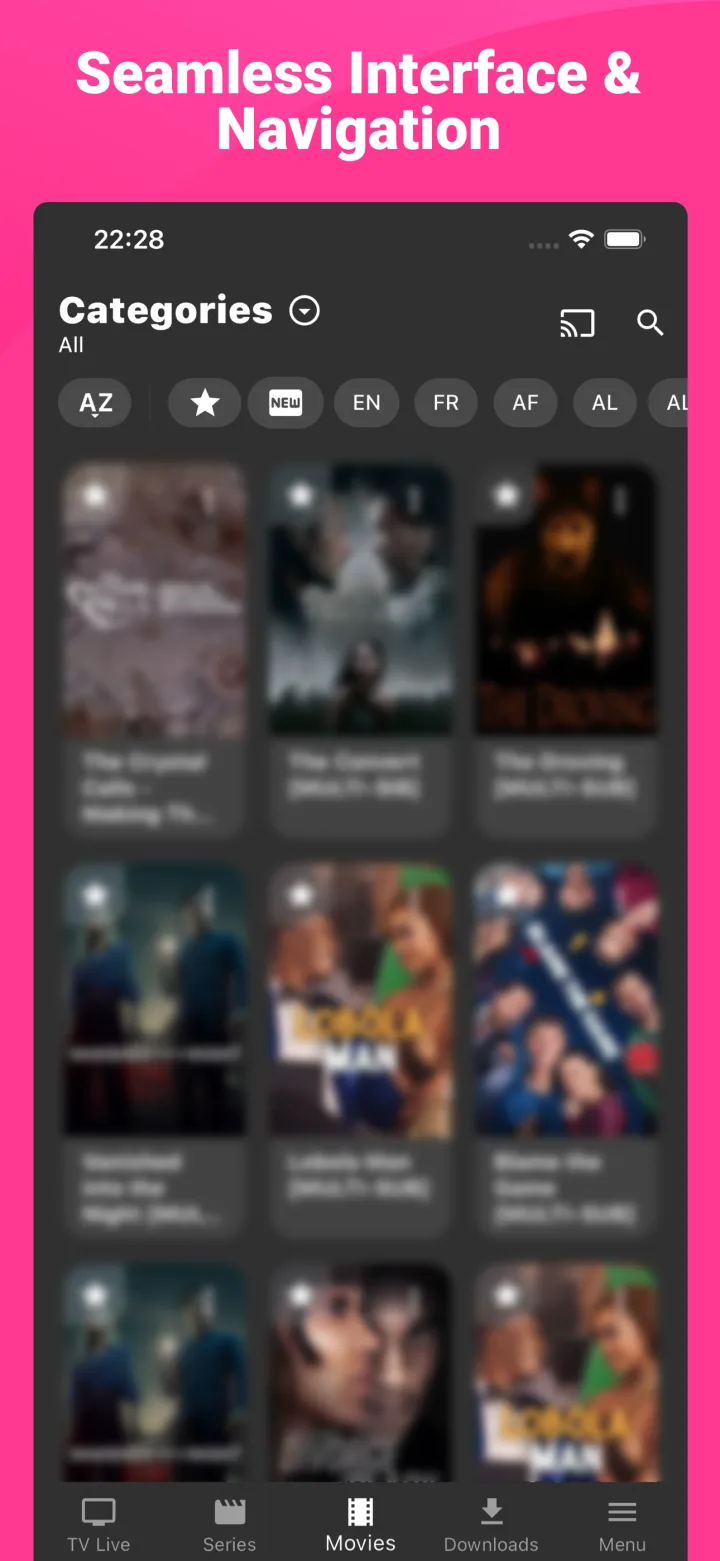 IPTV Expert mobile movie navigation layout