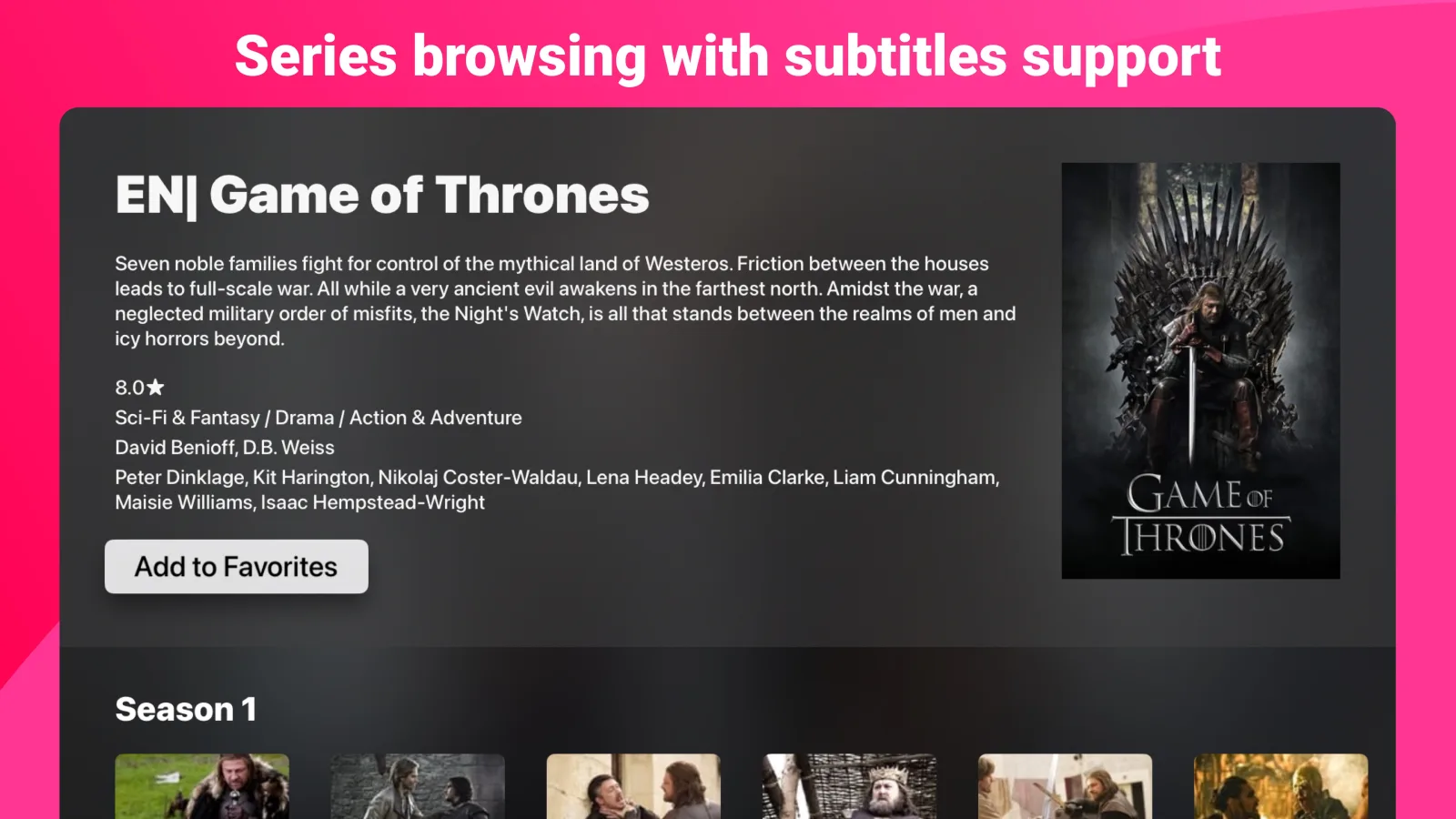 IPTV Expert television series library layout